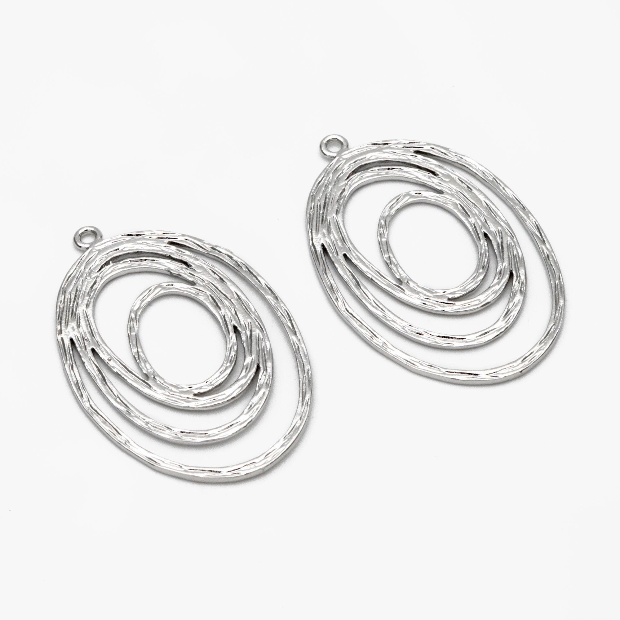 10pcs Gold/ Silver Oval Vortex Charms, Gold/ Rhodium plated Brass Oval Pendants, Dangle Earring Components (GB-1066-B)